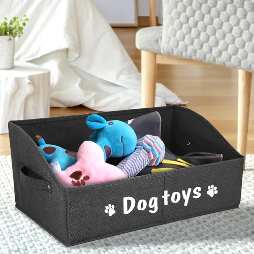 Miniatura 8 de PET ARTIST Cesta de almacenamiento y organización plegable resistente para perros, bonita caja de juguetes para perros con asas, caja de juguetes