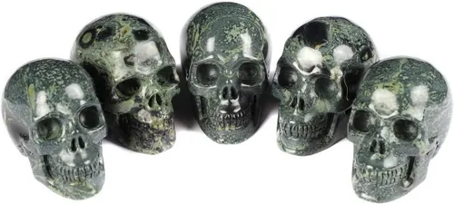 Miniatura 7 de Skullis 2.0 "kambaba jaspe cristal tallado cráneo de cristal. escultura de arte fino de piedras preciosas talladas a mano.3