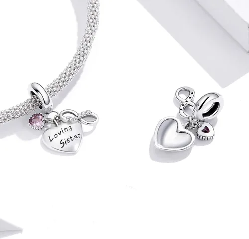 Miniatura 2 de BISAER Dijes de plata de ley 925 para pulseras de gato taza de café rosa cuentas de animales joyería de regalo para mujeres Plata esterlina