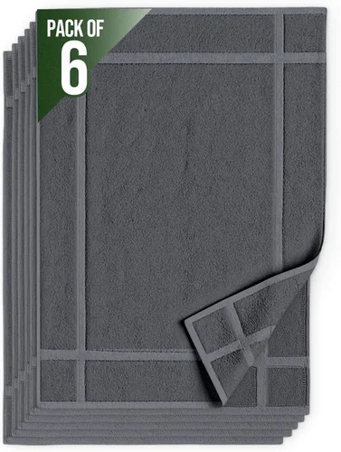 Miniatura 15 de Pearl Linens Paquete de 6 alfombrillas de baño 100% algodón de 20x30 pulgadas, suaves y absorbentes de secado rápido, juego de alfombrillas de baño