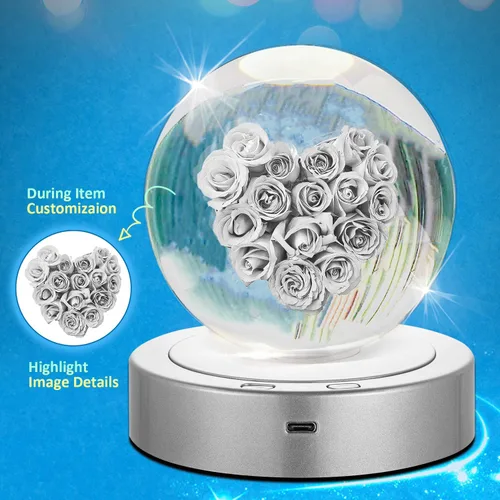 Miniatura 6 de Foto de cristal 3D personalizada, marco de cristal grabado con láser personalizado con imagen, gran regalo de aniversario, cumpleaños, Navidad