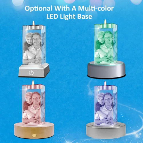 Miniatura 4 de Foto de Cristal 3D Personalizada, Marco Portavelas con Grabado Láser Personalizado, Regalos Personalizados Conmemorativos de Aniversario, Navidad