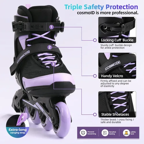 Miniatura 4 de Move - Patines en línea para mujer y hombre, patines profesionales para adultos, para uso en interiores y exteriores, talla 5-12 Negro&Púrpura