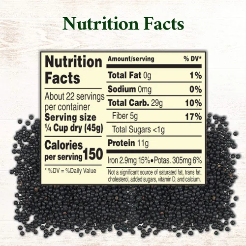 Miniatura 4 de Roland Foods Lentejas negras secas, alimentos importados especiales, bolsa de 35.2 onzas