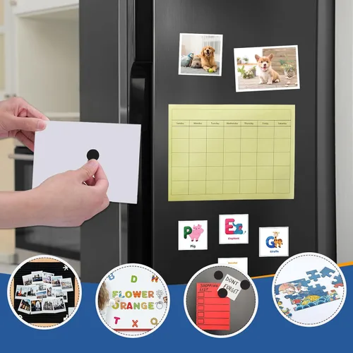 Miniatura 6 de DIYMAG Imanes con Respaldo Adhesivo, 360 Piezas Diámetro 0.8'' x 0.04'' Puntos Magnéticos para Refrigerador Artículo Imprescindible para Aula Cinta