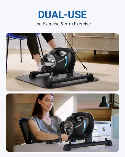 Miniatura 4 de Pedal de bicicleta para debajo del escritorio, mini bicicleta de ejercicio magnética silenciosa con aplicación MERACH para recuperación de brazos