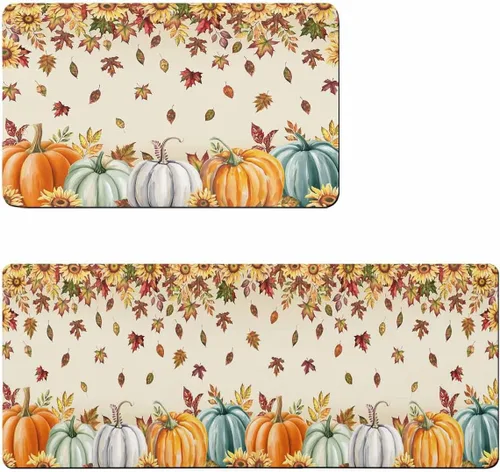 Tapete de baño con hojas de calabaza de otoño, antideslizante, de secado rápido y absorbente, de tierra de diatomeas, para fregadero de cocina,