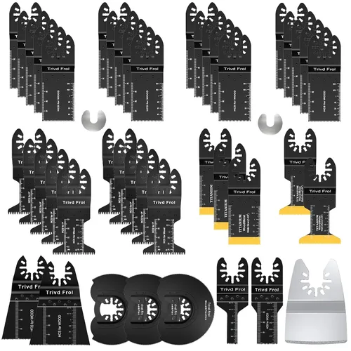 Trivd Frol 45 hojas de sierra oscilante, cuchillas multiherramienta profesionales para madera, clavos, metal, plásticos, kits de cuchillas