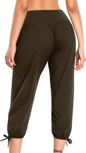 Miniatura 109 de Pantalones capri para mujer, estilo casual, de verano, elásticos, de cintura alta, pantalones de yoga, ajuste atlético, pantalones deportivos