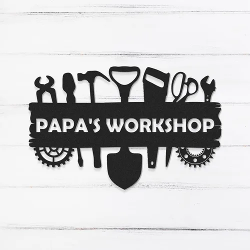 Miniatura 10 de Letreros de garaje personalizados, letrero de metal con nombre personalizado para taller, letreros de taller de diseño de automóviles, arte de pared