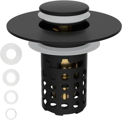 Miniatura 14 de Colador universal para desagüe de lavabo de baño atrapa cabellos, 2 piezas mejoradas con cesta de filtro de acero inoxidable extraíble, tapón