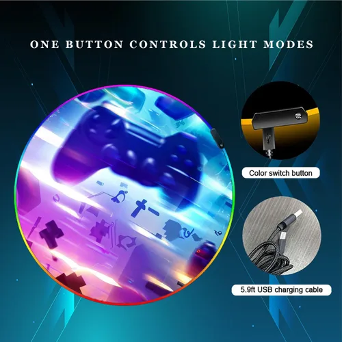 Miniatura 3 de Tapete para silla de juegos RGB con luces para juegos (controlador Galaxy de 47 pulgadas), cancelación de ruido, tapete antideslizante para suelo