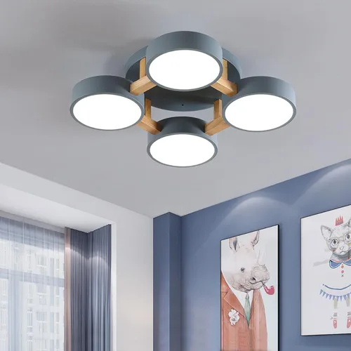 Miniatura 2 de Lámpara LED de techo, 20 pulgadas, 4 luces, moderna lámpara de techo empotrada de madera de 44 W para sala de estar, dormitorio, cocina, regulable
