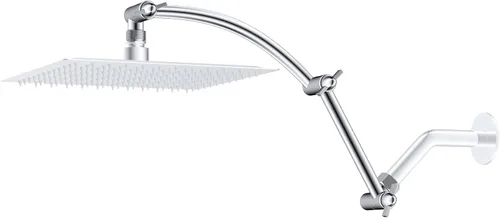 Miniatura 13 de Hibbent Brazo de Extensión para Cabezal de Ducha Totalmente Metálico de 10'', Latón Sólido Flexible Ajustable en Altura y Ángulo, Extensor de Brazo