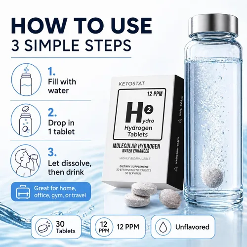 Miniatura 5 de Tabletas de agua de hidrógeno para agua potable 30 unidades crean 12 PPM Nanoburbujas - US Company