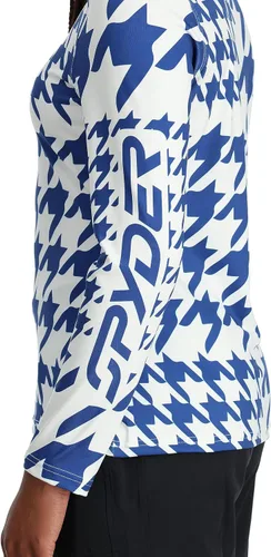 Miniatura 3 de Spyder Cuello en T con media cremallera de pata de gallo para mujer, Azul (Electric Blue)
