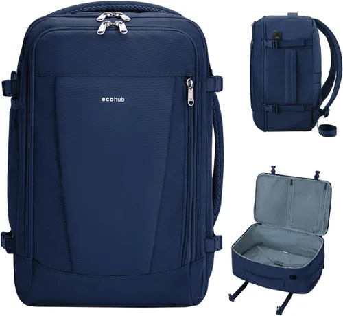Miniatura 10 de ECOHUB United Airlines - Mochila de viaje pequeña de 17 pulgadas, bolsa de artículos personales de 16.7 x 10 x 8 pulgadas con 13 bolsillos con Negro