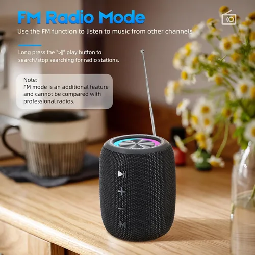 Miniatura 5 de Altavoz Bluetooth portátil, altavoz inalámbrico BT5.3 de 20W con diafragmas de graves, luces LED multimodos dinámicos, IPX6 resistente al agua