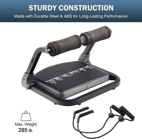 Miniatura 6 de ZELUS Máquina de abdominales con bandas de resistencia para gimnasio en casa, equipo de entrenamiento de abdominales 2 en 1 con asistencia de rebote