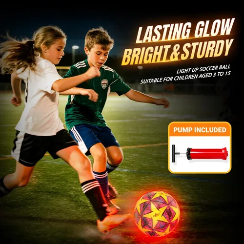 Miniatura 8 de Light Up Soccer Ball Glow in The Dark Size 3/4/ 5 Indoor&Outdoor Sports Gifts Birthday Ideas for 3-15+ Boys, Girls, Teens with Pre-Installed