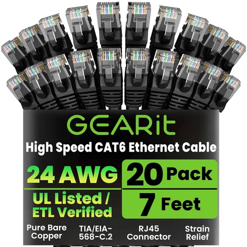 Miniatura 36 de Paquete de Cable Ethernet Cat 6 GEARit - Pack de 10 cables de conexión Ethernet Cat6 de 15 pies Cable de conexión de red RJ45, conectores dorados