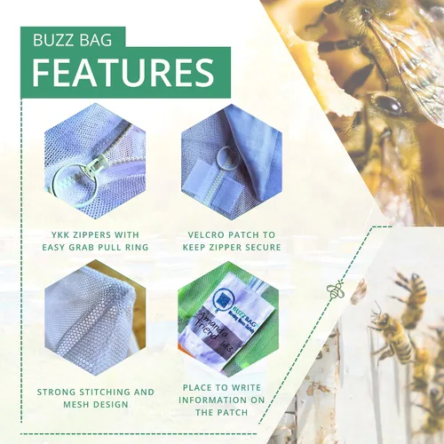 Miniatura 5 de La bolsa de malla diseñada para que los apicultores muevan las abejas de forma segura con malla de alta resistencia, cremallera YKK y costuras