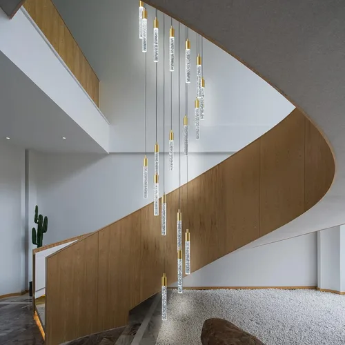 Candelabro moderno de 18 luces para sala de estar, acabado de latón dorado, luces colgantes de techo LED regulables, 108 W, 6000 K, escaleras,