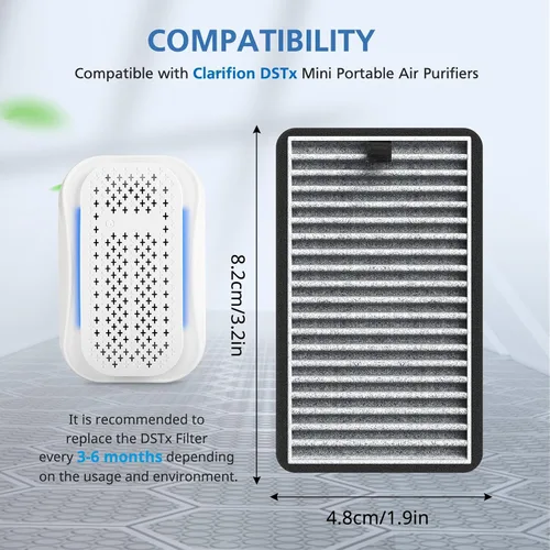 Miniatura 5 de Filtro de repuesto para DSTx compatible con Clarifion DSTx Mini purificadores de aire portátiles personales para el hogar, dormitorio, mascotas