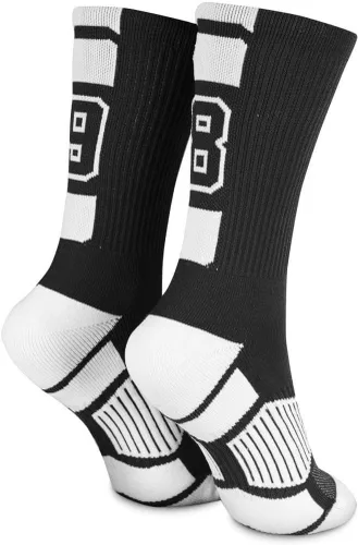 Miniatura 2 de ChalkTalkSPORTS Calcetines personalizados con número de equipo Calcetines deportivos para jóvenes y adultos negros Elige tu número
