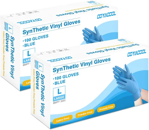 Miniatura 43 de Guantes desechables medianos, de mezcla de nitrilo y vinilo, sin látex, 100 unidades, guantes de grado alimenticio para limpieza, preparación de Azul