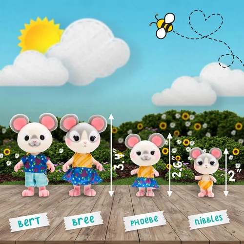 Miniatura 4 de Honey Bee Acres La Familia Cheddars de Ratón, 4 Figuras de Muñecas en Miniatura, Pequeña