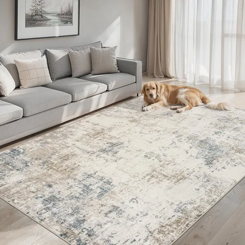 Miniatura 21 de Alfombras de 6x9 para sala de estar - Alfombra lavable moderna abstracta suave grande neutral antideslizante para piso interior resistente a manchas