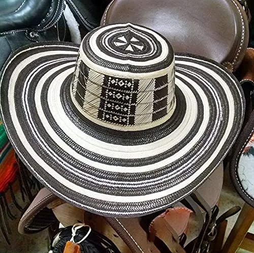 Miniatura 2 de Sombrero Vueltaio Sombrero Colombiano Sombrero Colombiano Fino 19 laps Cowboy Cowgirl Sombrero Negro, Blanco, Negro, blanco