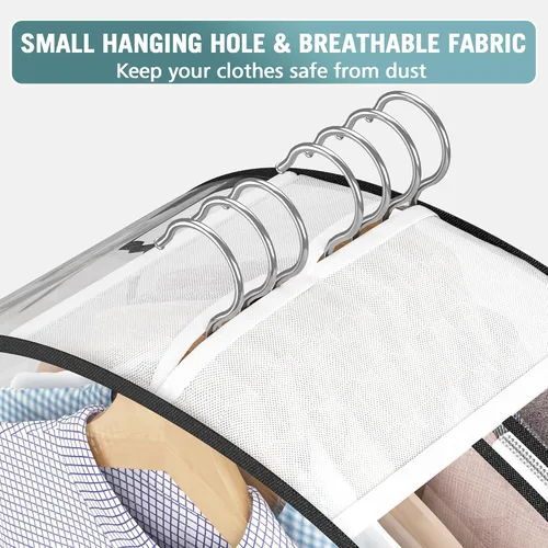 Miniatura 5 de Liuoud Bolsa Transparente para Colgar Ropa de 10" con Fuelle, Bolsas para Trajes de 32" para Almacenamiento de Closet Abierto, Cubierta de Ropa