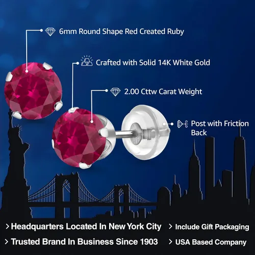 Miniatura 290 de Gem Stone King Aretes solitarios con piedra natal de oro de 14 quilates Redondos de 0.236 in Aretes de oro para mujeres y hombres
