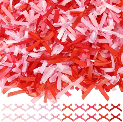 Miniatura 9 de Ysleen 300 mini lazos de cinta para manualidades, pequeños lazos de satén multicolor para coser el cabello, pinzas para ropa, caja de regalo