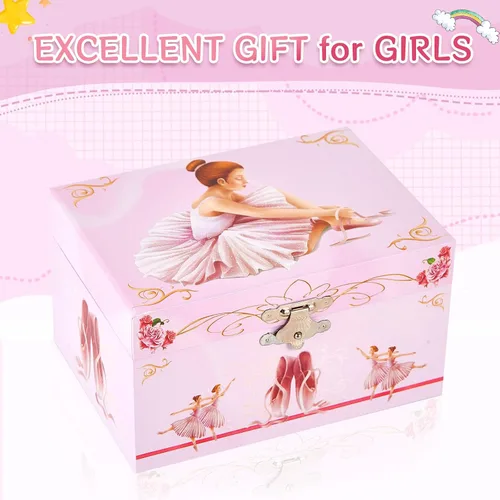Miniatura 4 de Joyero musical de bailarina con bailarina giratoria para niñas, juguetes para niños, caja de música, para edades de 3 a 10 años, regalos