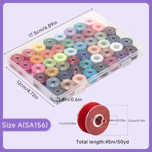 Miniatura 2 de Juego de 48 bobinas de hilo de coser de colores surtidos para máquina de coser Babylock Singer Janome Brother (colorido)