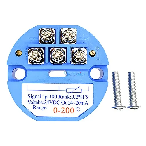 RTD PT100 - Transmisor de sensor de temperatura CC 24 V 0-200 Celsius rango de sensores de temperatura, módulo detector aislado 4-20 MA CC 24 V