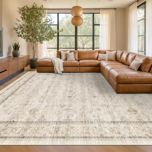 Miniatura 135 de Alfombra Boho Negra para Sala de Estar - Alfombra de Área Lavable de 10x14 Pies, Alfombras de Comedor para Debajo de la Mesa, Alfombra Suave de Pelo
