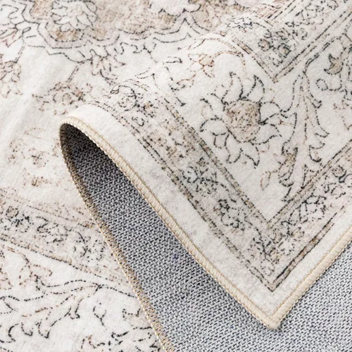 Miniatura 9 de PureCozy - Alfombra de área beige de 8 x 10, lavable, vintage, alfombra para sala de estar, dormitorio, gran alfombra suave retro de pelo bajo