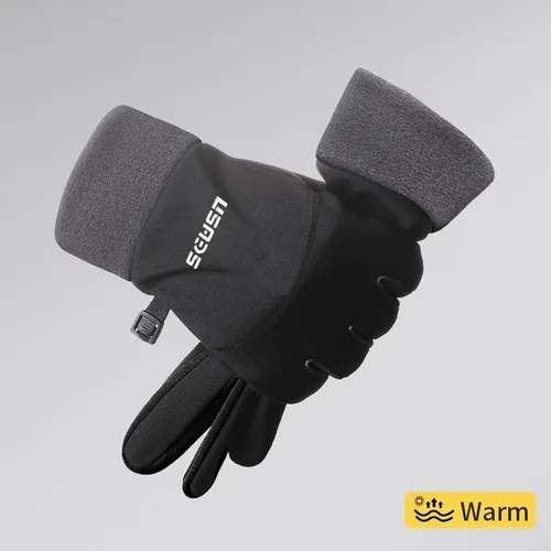 Miniatura 2 de Winter Touch Screen Gloves, Thermal Cycling Gloves for Outdoor Sports, Mountaineering, Photography, Black and Grey