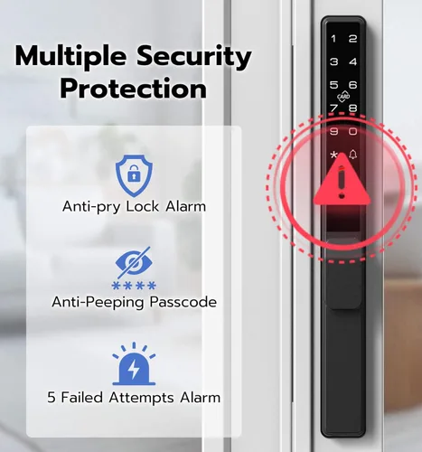 Miniatura 6 de Anweller Cerradura de puerta corredera de cristal con mortaja 2085, teclado inteligente con código de huellas dactilares, aplicación remota RFID