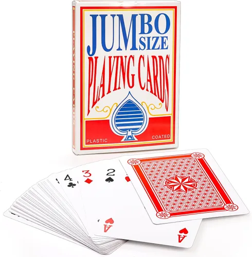 Miniatura 4 de Yopay Paquete de 2 cartas gigantes jumbo, cartas de póquer de gran tamaño para decoración de fiestas temáticas de casino, 8 x 11 pulgadas, gran