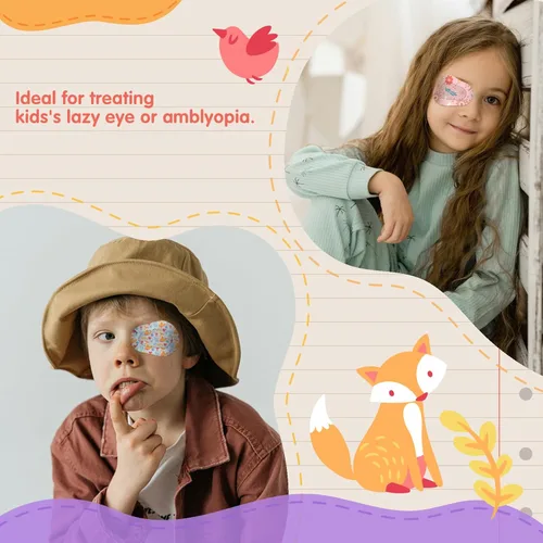 Miniatura 5 de Parches adhesivos para los ojos para niños, 70 unidades, bloqueo de luz, lindo diseño, vendajes adhesivos transpirables para niños pequeños