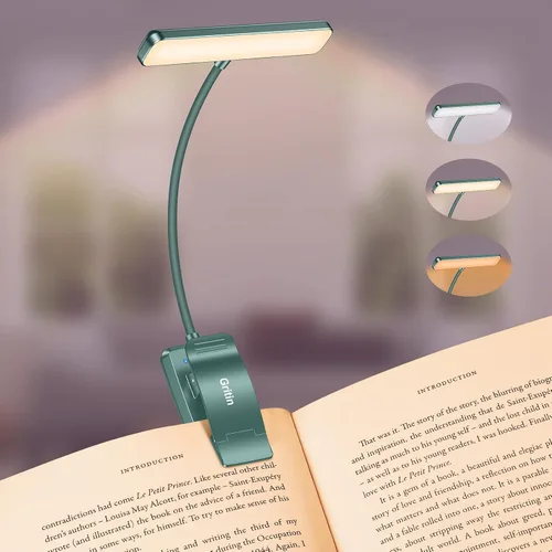 Miniatura 16 de Gritin Luz de Lectura Recargable de 19 LED para Leer en la Cama con Función de Memoria, Cuidado de los Ojos, 3 Temperaturas de Color, Brillo