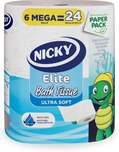 Miniatura 2 de Nicky Elite - Papel higiénico con embalaje de papel reciclable, 36 megarrollos ultra suaves = 144 rollos regulares