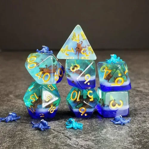 Miniatura 23 de Sage's Portal Juego de dados DND de resina para familiares de dinosaurios y reptiles, juego de dados poliédricos para Dungeons and Dragons RPG