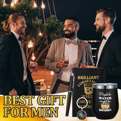 Miniatura 4 de Reallnaive 6 Piezas Regalo de Bourbon para Hombres Regalos Divertidos para Amantes del Whisky 355 ml Taza de Acero Inoxidable Calcetines Llavero