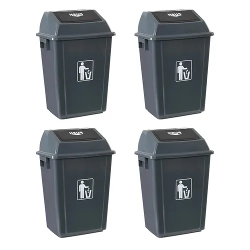 Morcte Paquete de 4 cubos de basura de cocina de 13 galones con tapa giratoria, cubo de basura de plástico para cocina, color gris